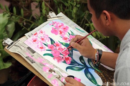 melukis pokok orkid
