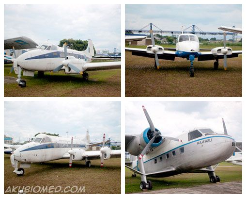 kapal terbang TUDM (kiri atas dan bawah) de Havilland Dove, (kanan atas) Cessna 310F