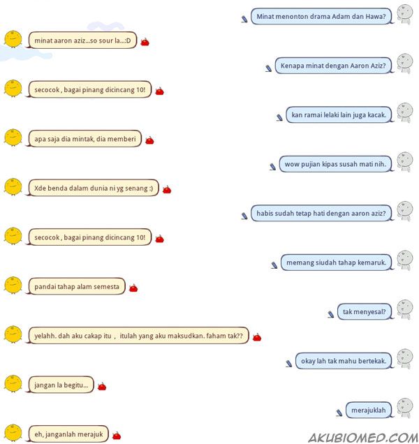 SimSimi yang minat Aaron Aziz Adam dan Hawa