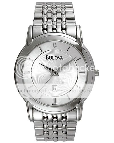 New Bulova Mens Watch Stainless Steel Silver Tone Dial Date 96G89 