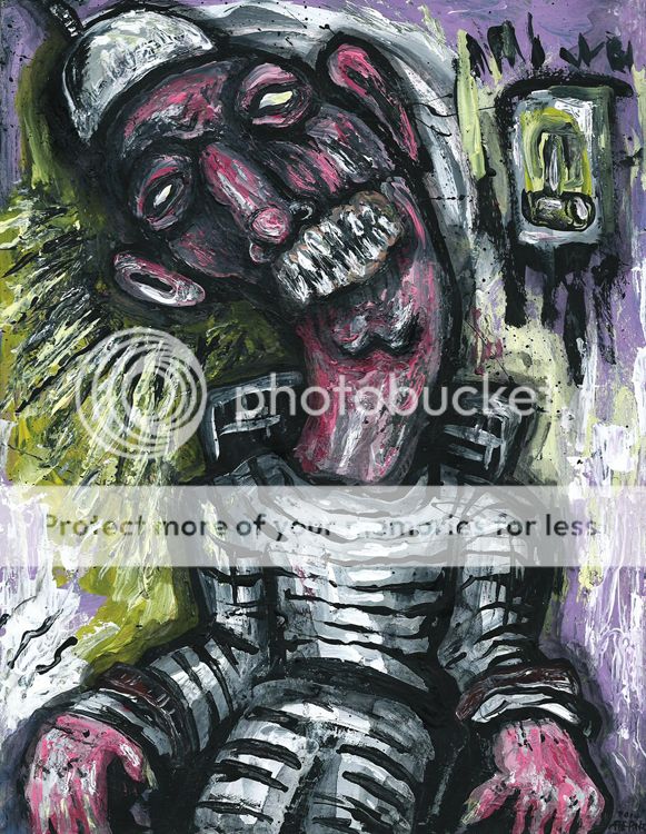 AERNI Outsider Art Original Painting Horror Macabre " Electric Chair "